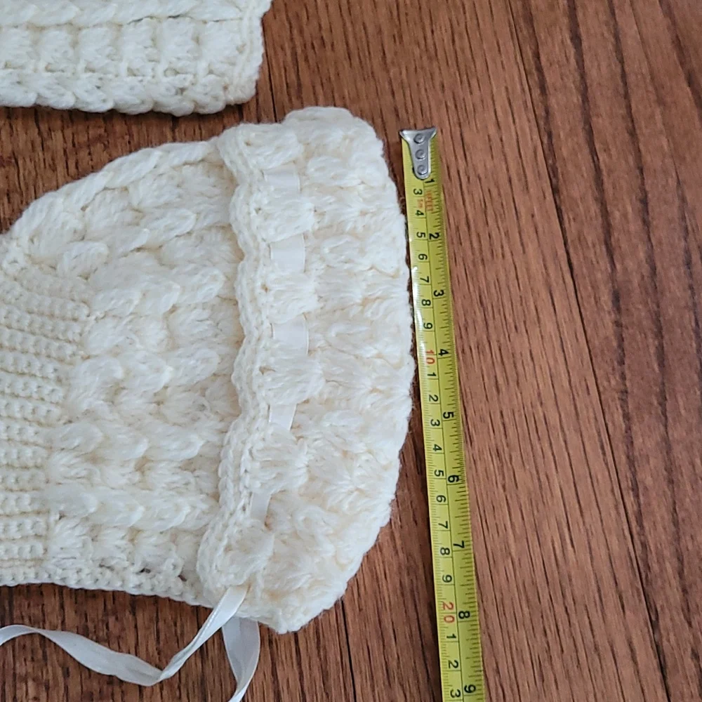 Vintage Handmade Knit Baby Sweater and Bonnet Set - Picture 9 of 11